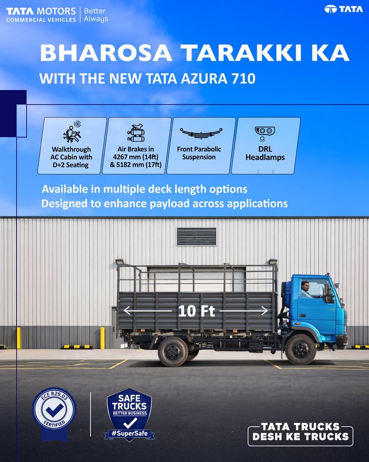 The Tata Azura 710 delivers bharosa tarakki ka with improved uptime and consistent performance on every trip