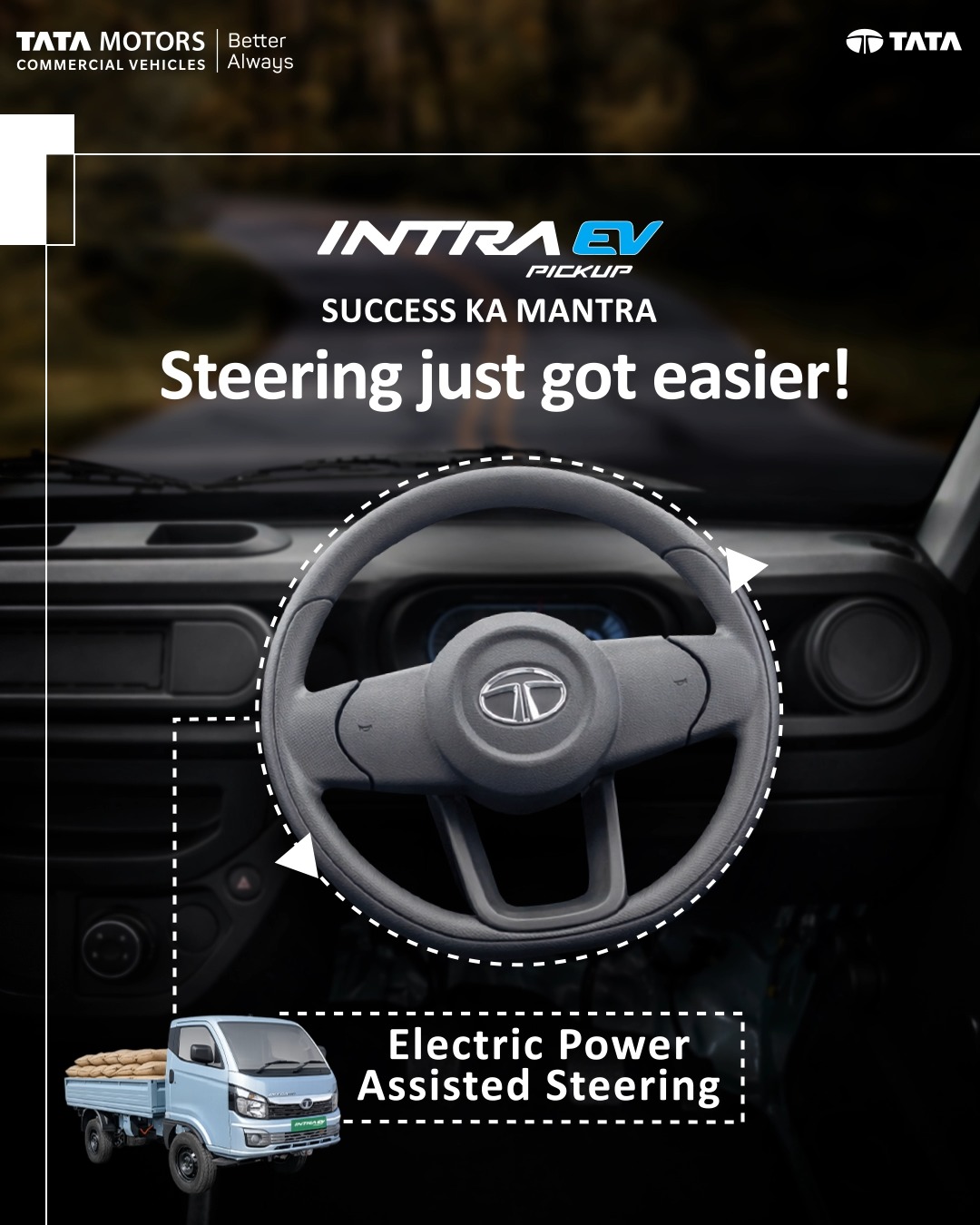 Steering just got easier with the Tata Intra EV Pickup