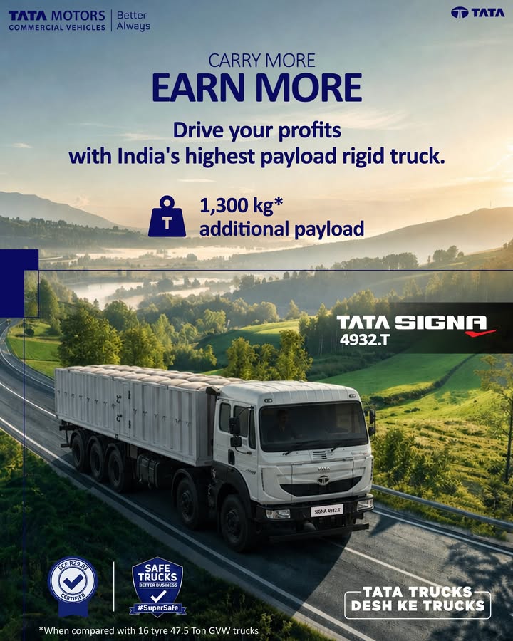 Every trip pays more when you carry more. Presenting the Tata Signa 4932.T