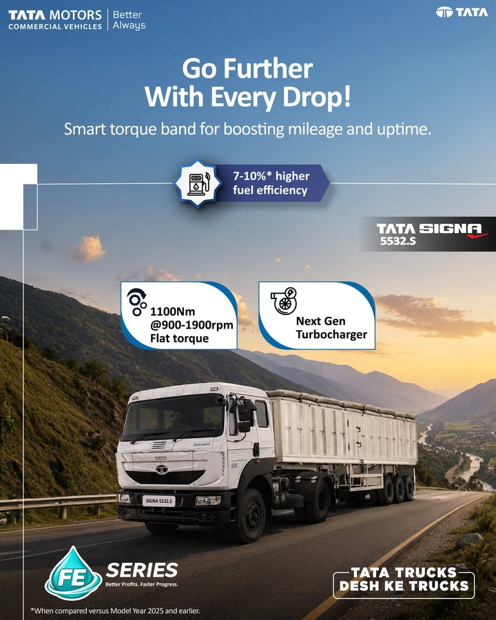 Fuel efficiency drives every profitable journey. The Tata Signa 5532