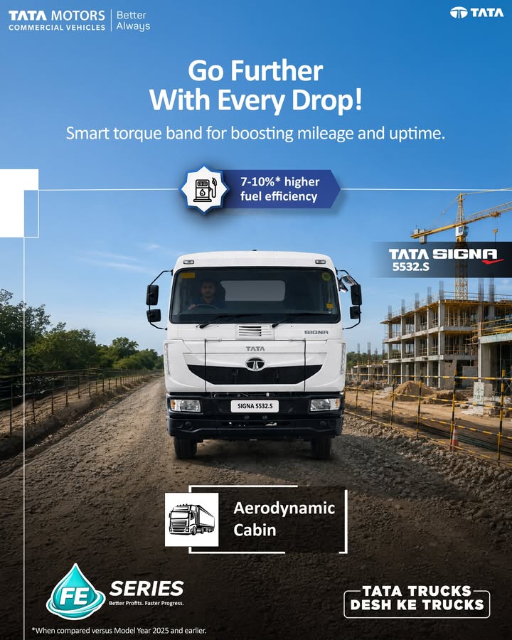 Better fuel efficiency starts with better aerodynamics. The Tata Signa 5532