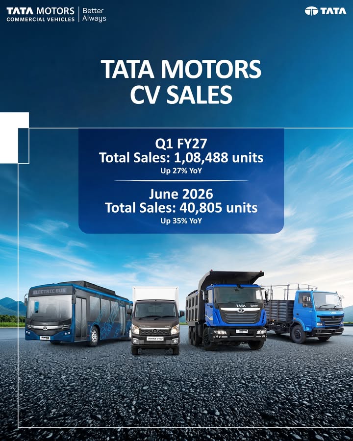Tata Motors CV Sales Q1 FY27 and June 2026. Click on the link to know more https cv.tatamotors