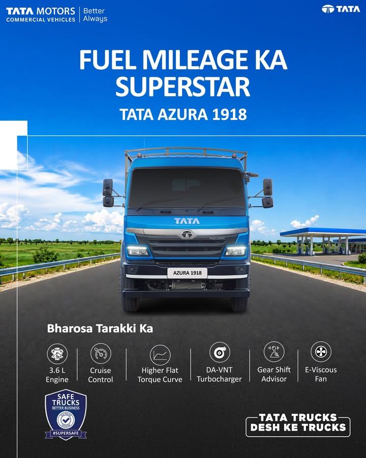 Every litre saved is a step towards greater profitability. The Tata Azura 1918 combines a 3