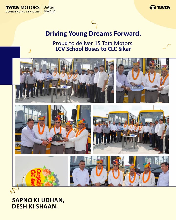 We re delighted to deliver 15 Tata Motors LCV School Buses to CLC Sikar, supporting safe, reliable transportation and helpin...