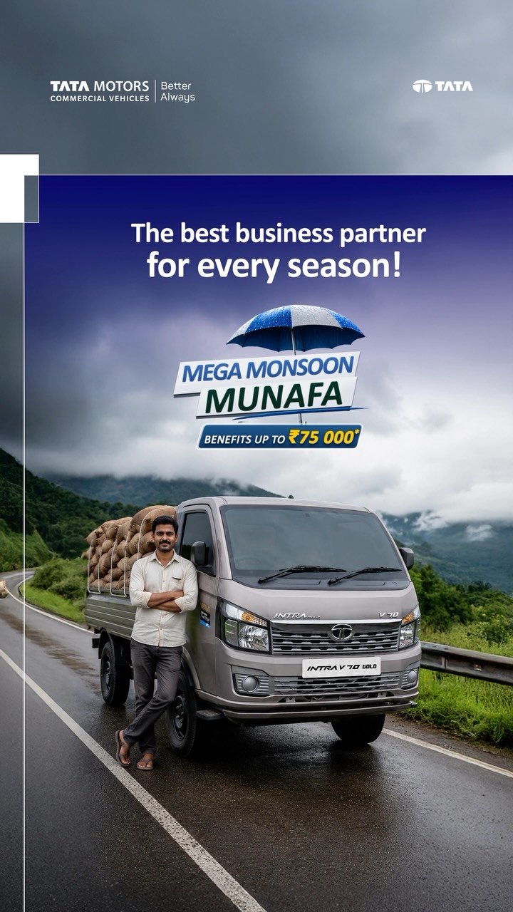 The Tata Intra V70 pickups high pulling power helps you face every challenge this monsoon
