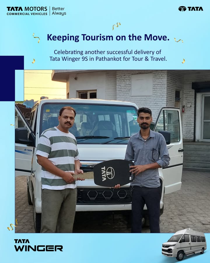 Proud to celebrate the successful delivery of the Tata Winger 9S in Pathankot for Tour Travel applications