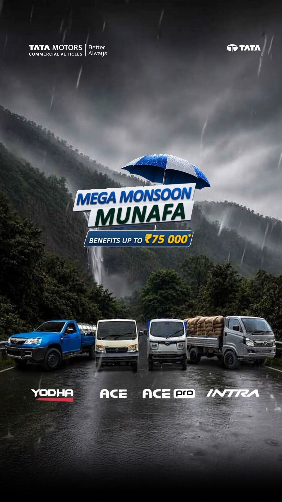 With Tata Motors SCVs, keep your business moving through every downpour and make the most of the season with Mega Monsoon Mu...