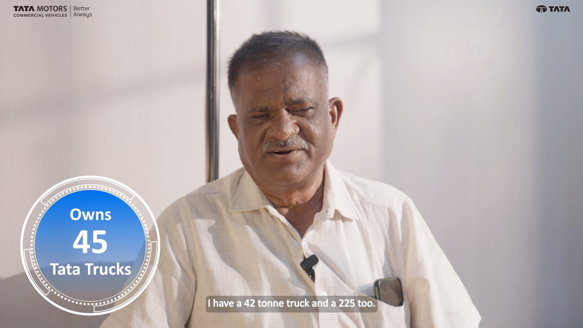 36 years in transport. A fleet of 45 Tata vehicles