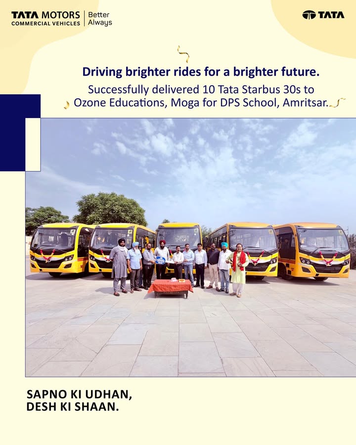 A new chapter of school journeys begins at DPS Amritsar with the delivery of 10 Tata Starbus 30s to Ozone Educations