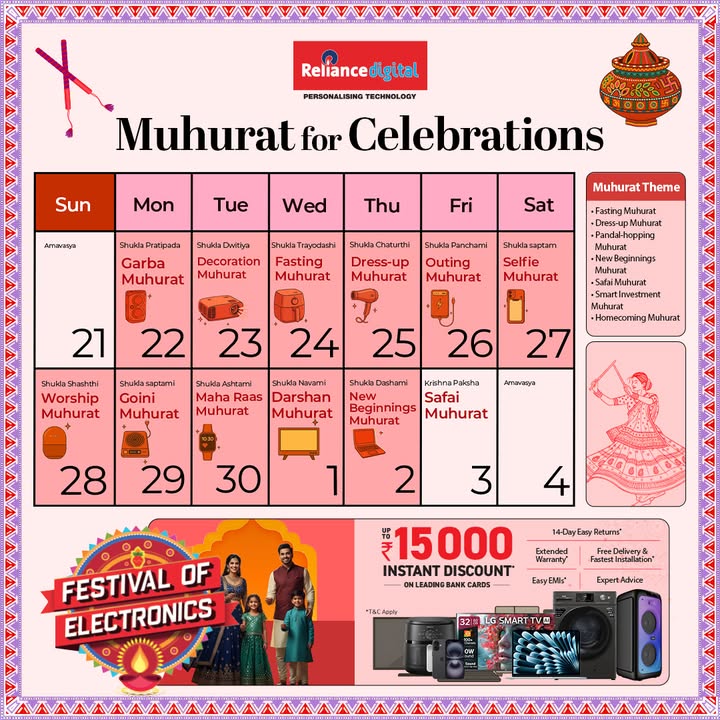 Let s explore the MuhuratForCelebrations everyday this Navratri