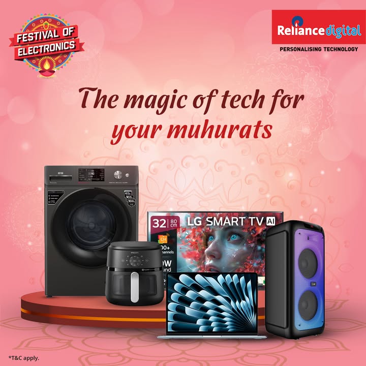 Offer your festive shopping the moment it deserves. It s FestivalOfElectronics at Reliance Digital