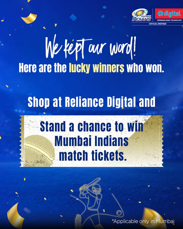 From store to stadium these winners made it Congratulations Your turn next shop at Reliance Digital be part of T...