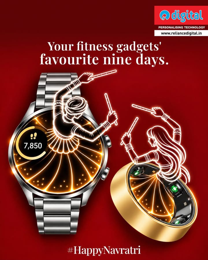 Dance to the rhythm. Track every beat. Happy Navratri from Reliance Digital