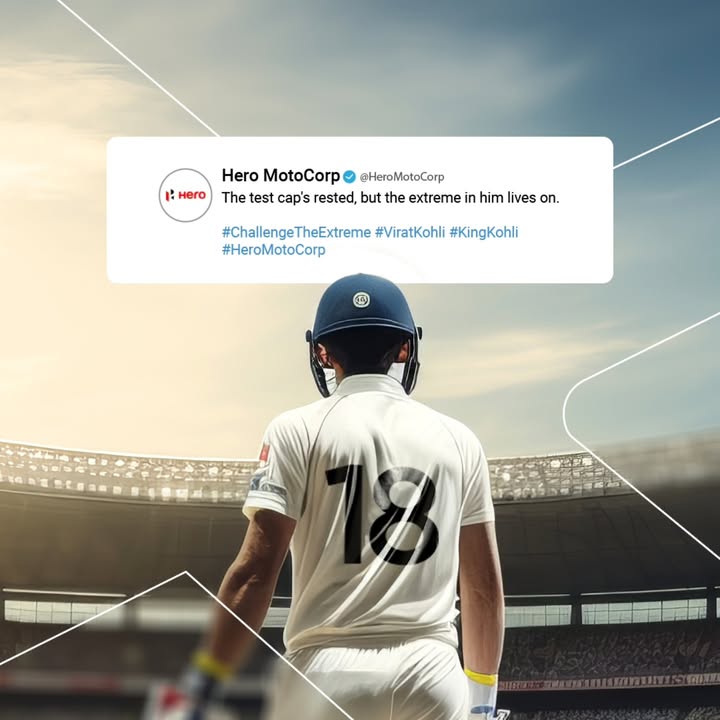 Thanks for being a true Hero to all of us. ChallengeTheExtreme ViratKohli KingKohli TestCricket HeroMotoCorp 