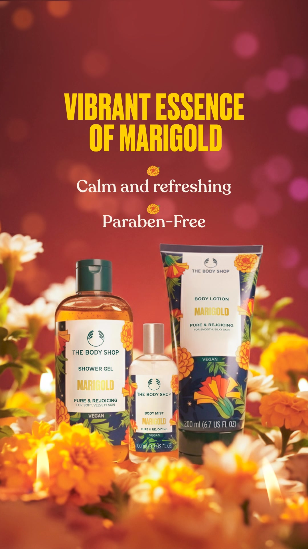 Turn your daily routine into a little festival of care Our Marigold range wraps your skin in gentle nourishment ...