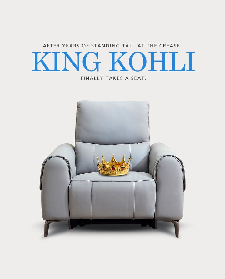 THE TEST IS OVER. NOW COMES REST. Happy Retirement King Homecentre HomecentreIndia KingKohli ViratKohli TestCricket Skipper Recliner Rest THE TEST IS OVER. NOW COMES REST