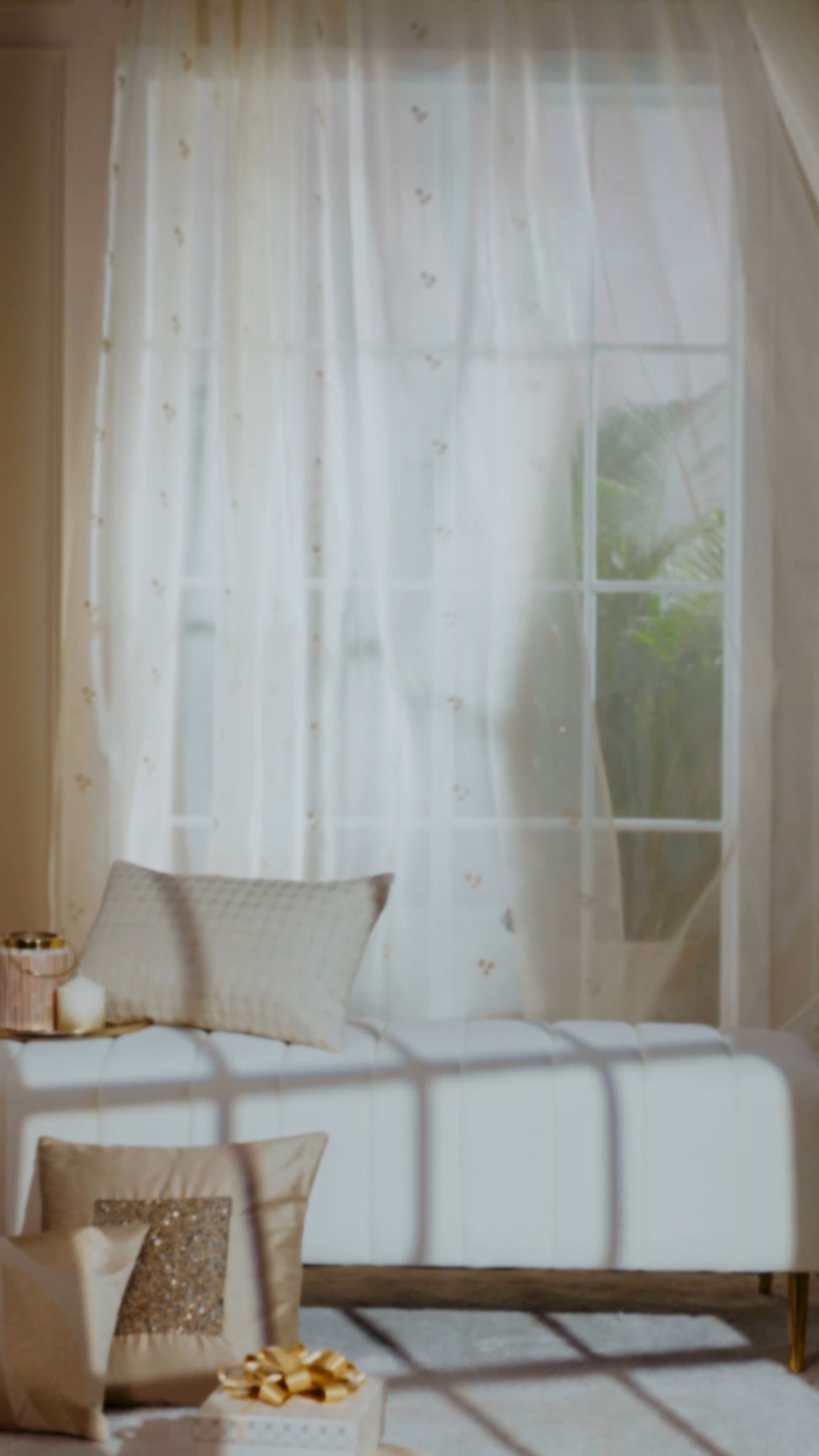 White, gold, and all things bright dress your windows in festive elegance with our gorgeous glimmering curtains