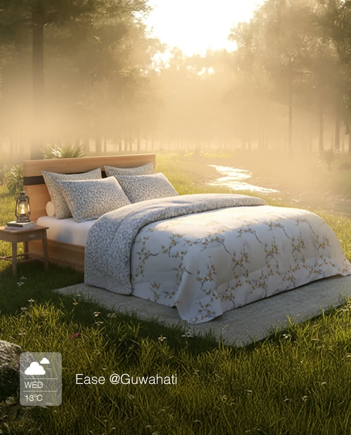 When fog rolls in and Guwahati nights turn crisp, our quilts keep it warm, light, and easy