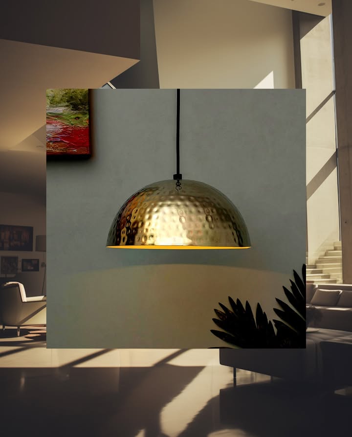 Add a rugged edge to your decor, with this hammered metal ceiling lamp