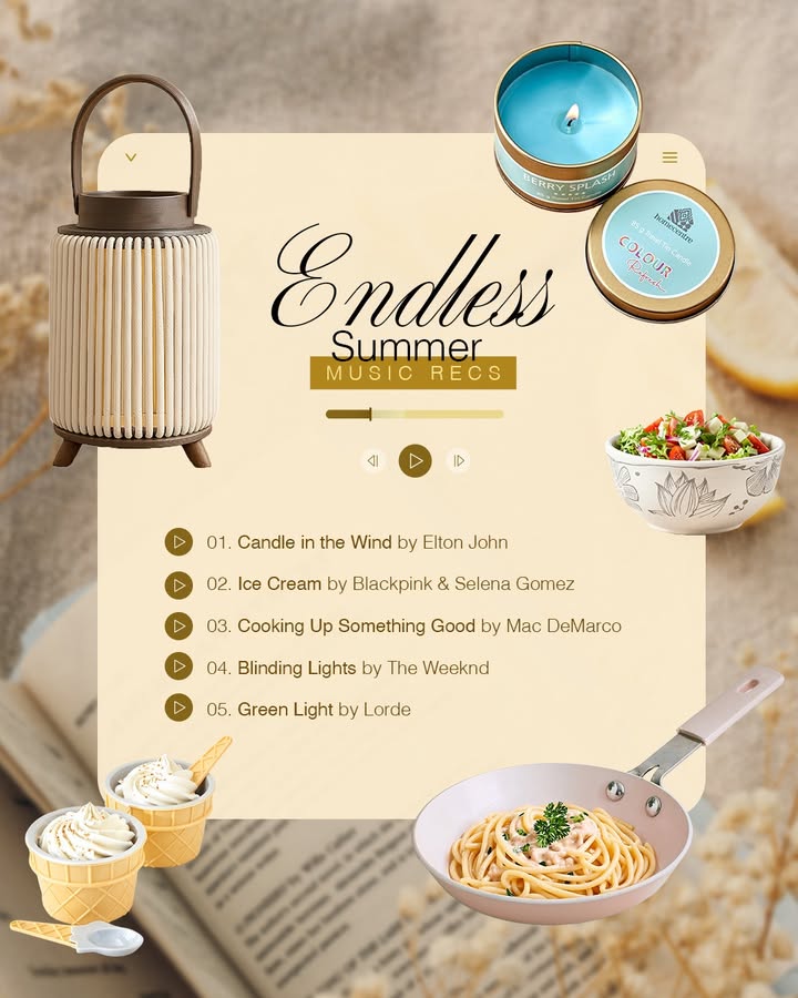 A playlist for your ears, and a spread for your summer mood. Homecentre HomecentreIndia MusicRecs Summer Playlist