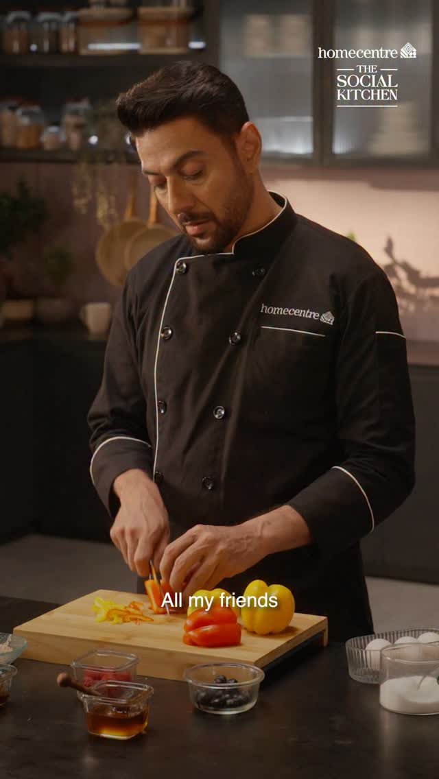 Not a recipe read off a screen but with one hand on the pan, and the other pointing out everything happening in the room