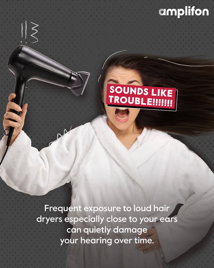 That daily blast near your ears could be fading more than frizz, excessive noise from hair dryers can damage hearing over time. Book your free hearing test now at https digitalindia.amplifon That daily blast near your ears could be fading more than frizz, excessive noise from hair dryers can damage hearing over ti...