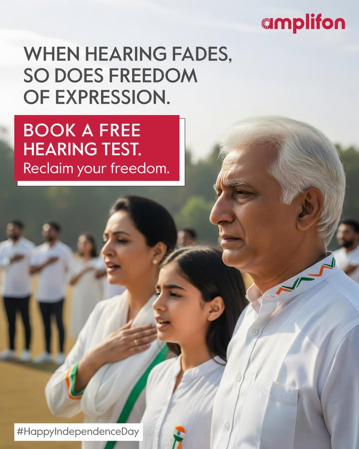 This Independence Day, lets honor the voices that unite us and the sounds that tell our stories. With Amplifon, ensure Indias heartbeat and heritage echo clear in every ear Book a FREE hearing test now at https digitalindia.amplifon This Independence Day, lets honor the voices that unite us and the sounds that tell our stories