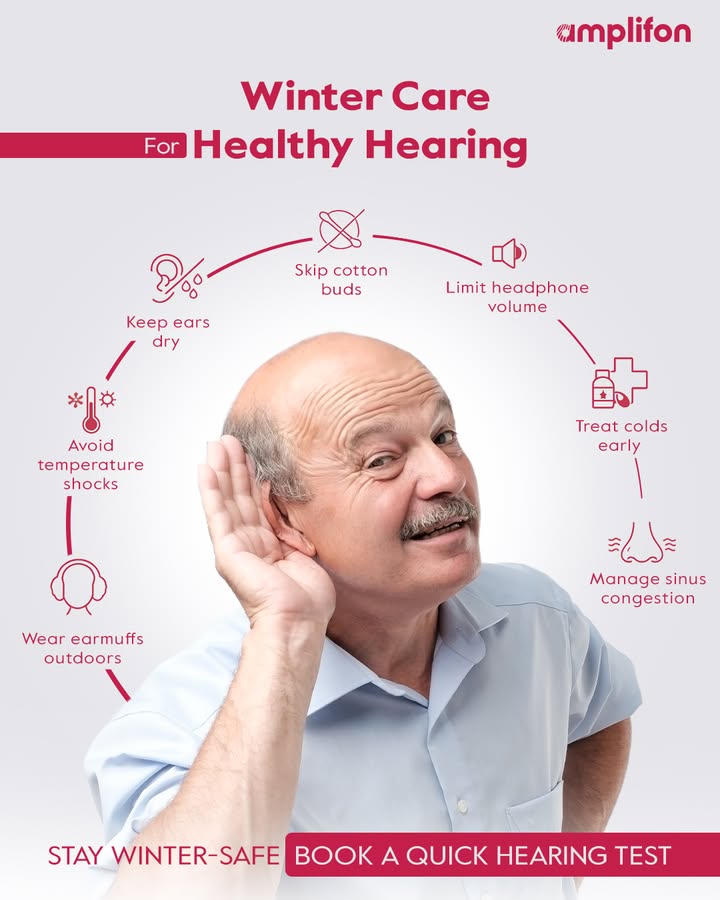 Your ears need winter care too. Earpuffs, steady temps, and dry canals keep them healthy. Book a hearing test with Amplifon.