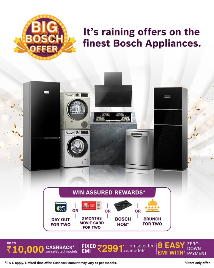  The BIG BOSCH OFFER is here Upgrade your home with the finest Bosch appliances and unlock amazing rewards ...