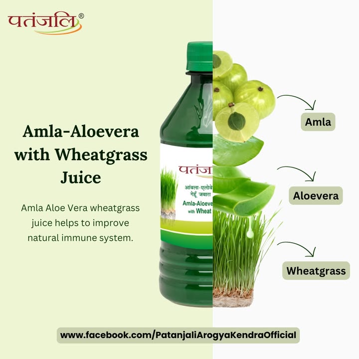 Patanjali Amla Aloevera with Wheatgrass Juice Amla Aloevera Wheatgrass Juice helps to improve the natural immune system