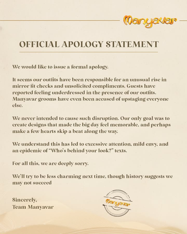 Our sincerest apologies. Over the years, we have taken the phrase dress to impress a little too seriously