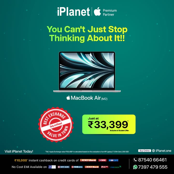 Switch to Mac is Now Super Easy Buy MacBook Air M2 at Just 33,399 with Exchange Buy MacBook Air M4 at Just 46,399 with Exchange Get 10,000 Instant Cashback on Credit Cards Get No Cost EMI Upto 24 Months Call 87540 66461 ... Switch to Mac is Now Super Easy Buy MacBook Air M2 at Just 33,399 with Exchange Buy MacBook Air M4 at Just 46,399 ...