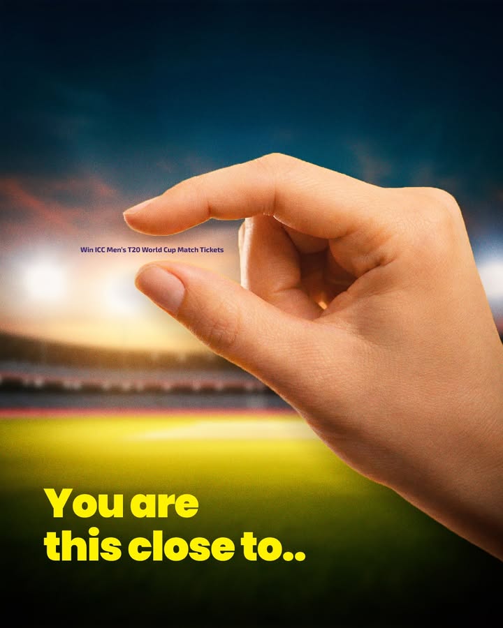 Youre this close to winning ICC T20 Mens World Cup match tickets And were making it even closer