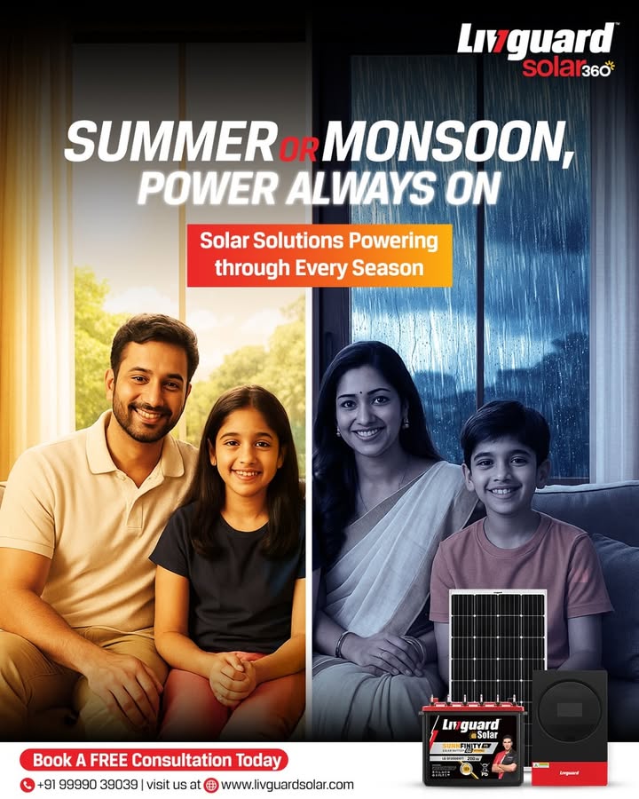 Rain or shine, Livguard Solar 360 keeps your home powered with smart, maintenance free solutions
