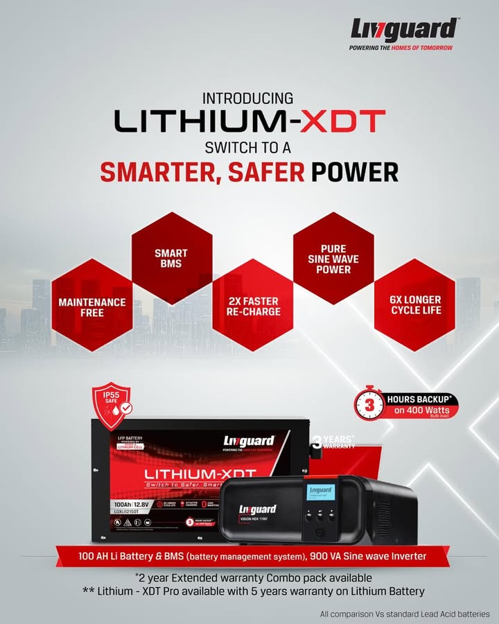 The wait is over Introducing the all new Livguard Lithium XDT, built for smarter, safer, and longer lasting power
