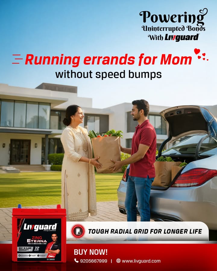 Run Moms long list of errands with Livguard automotive batterys long battery life