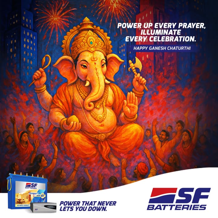 This Ganesh Chaturthi, let devotion shine brighter and celebrations never dim. Wishing you a power packed festive beginning
