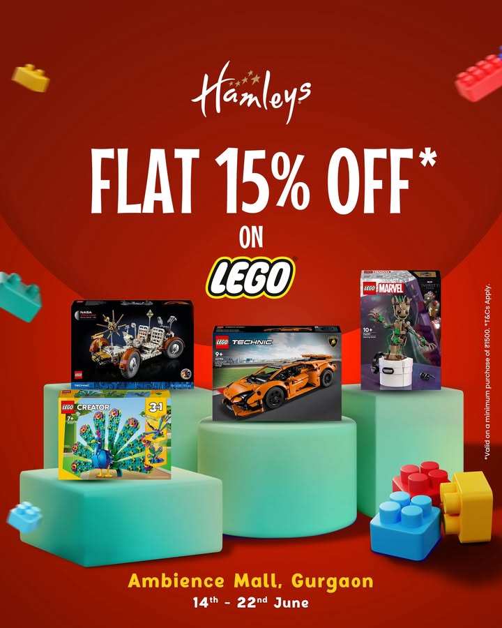 Get, set, build FLAT 15 OFF on LEGO at our Ambience Mall Gurgaon store only from June 14 to 22 Dont miss your c...