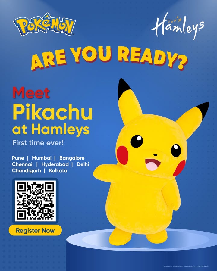  Are you ready for a Pok mon adventure Pikachu is coming to Hamleys and cant wait to meet you From Pune to Kol...