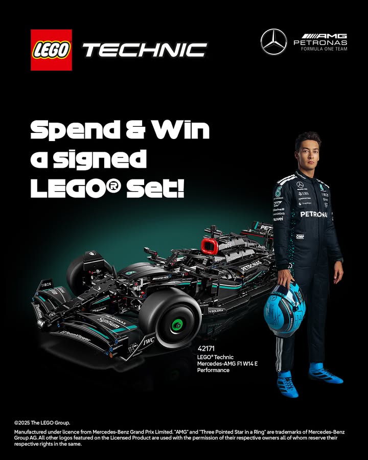  Ready, Set, Spend This is your chance to own a LEGO 42171 Mercedes AMG set signed by George Russell himse...