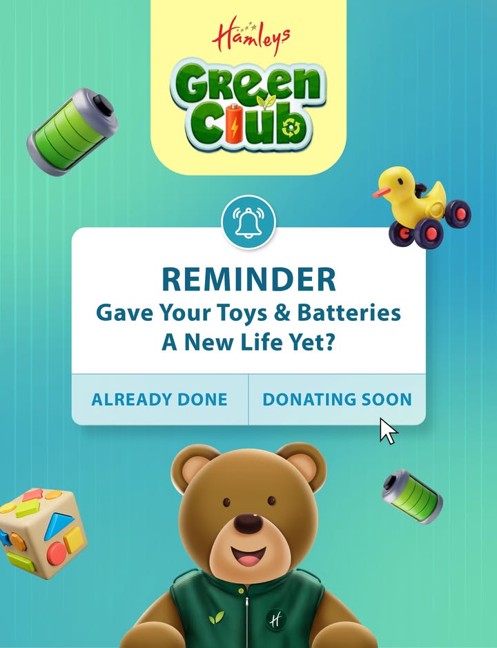 An important reminder Every old toy and used battery deserves a new beginning