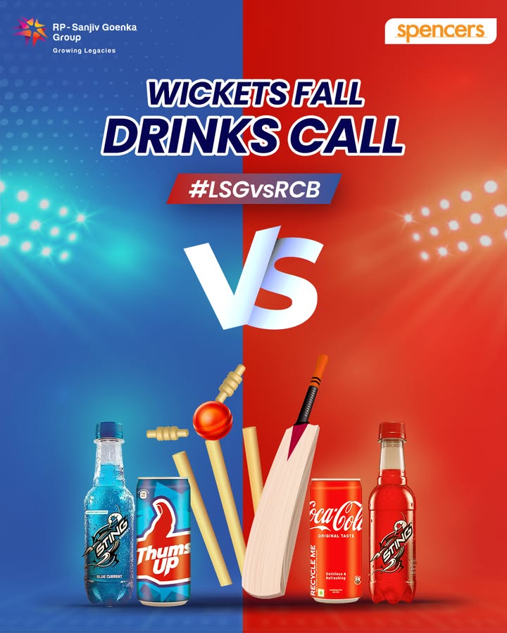 Feeling the heat with every wicket down Cool off with your favourite drinks, only at Spencers ipl rcb rcb lsgvsrcb sp...