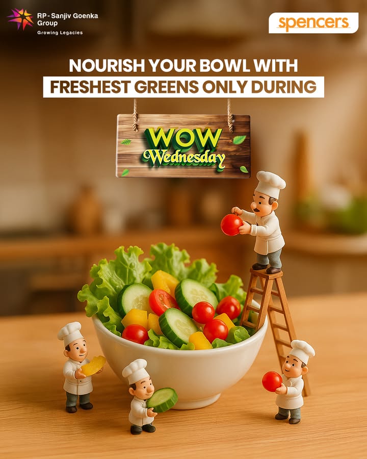 Let your salad bowl, steal the show with farm fresh greens on Wow Wednesday only at Spencers. WowWednesday Spencers groceries veggies deals offer Let your salad bowl, steal the show with farm fresh greens on Wow Wednesday only at Spencers