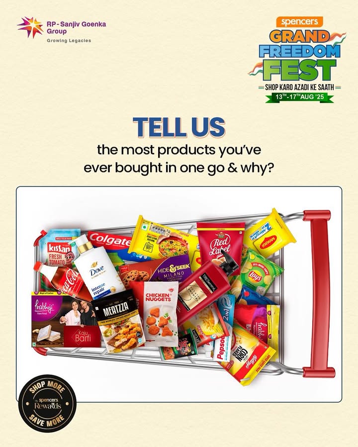 Whats the biggest shopping spree youve ever had and why Tell us with GrandFreedomFest were ready to be amazed If you havent yet, visit your nearest store sale valid till 17th Aug ShopKaroAzadiKeSaath, GrandFreedomFest, FreedomToEarn S... Whats the biggest shopping spree youve ever had and why Tell us with GrandFreedomFest were ready to be amazed If y...