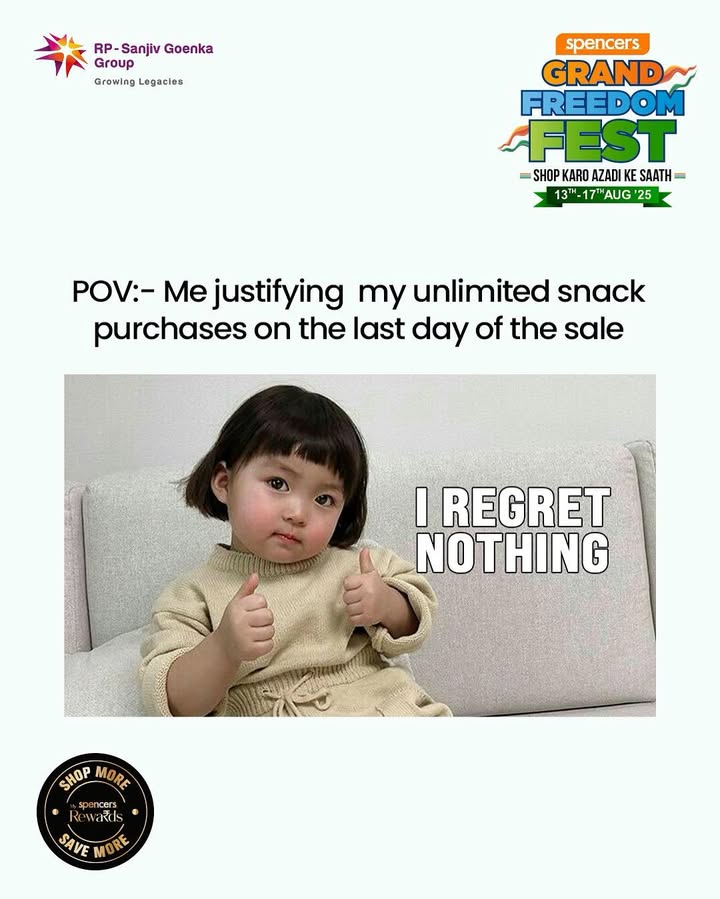 Me justifying my unlimited snack purchases because the sale ends TODAY ShopKaroAzadiKeSaath, GrandFreedomFest, FreedomToEarn GrandFreedomFest FreedomToShop Spencers ShopKaroAzadiKeSaath SaleSeason Me justifying my unlimited snack purchases because the sale ends TODAY ShopKaroAzadiKeSaath, GrandFreedomFest, F...