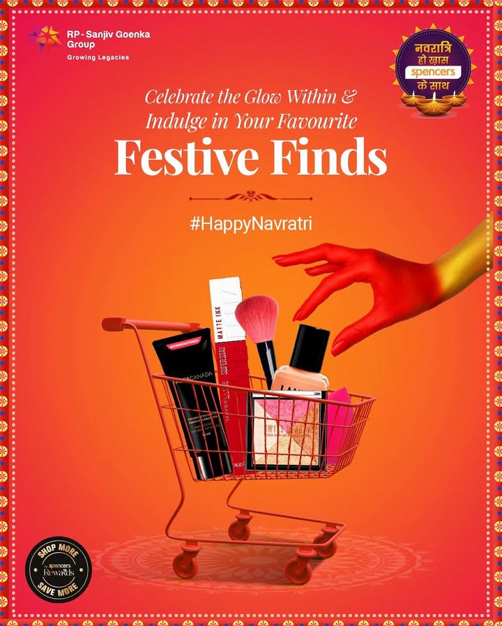 This Navratri celebrate the glow within and indulge in your favourite festive finds at Spencers from subtle beauty picks to everyday essentials that light up every night Fill your cart with radiance and make each of the nine nights truly spec... This Navratri celebrate the glow within and indulge in your favourite festive finds at Spencers from subtle beauty picks t...