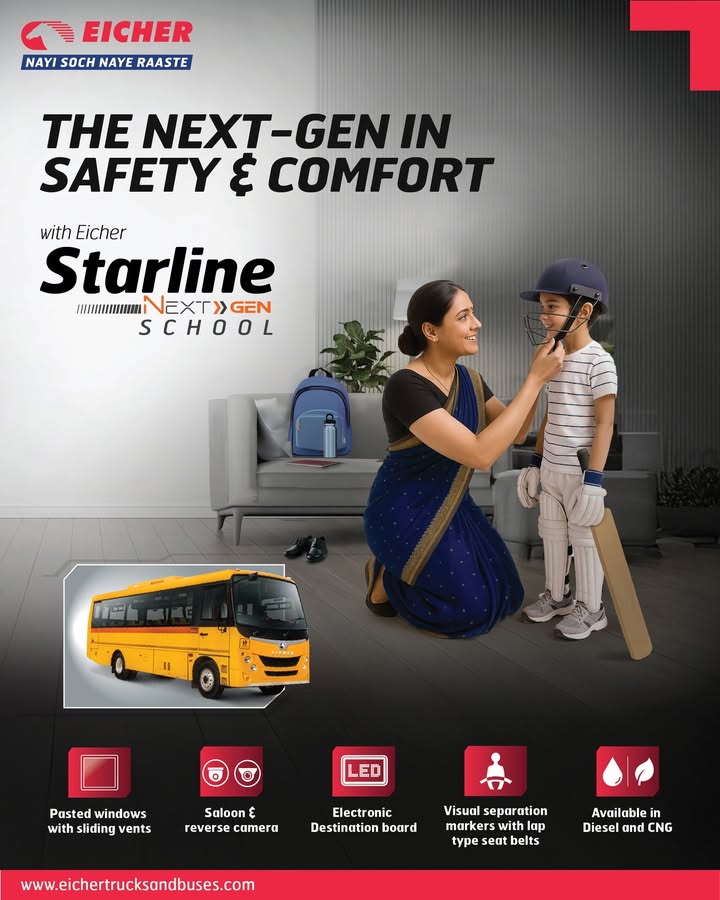 Experience the Next Gen in School transportation as we present to you the Starline Next Gen School Buses, equipped with pasted glass with sliding vents, comfortable HHR seats and destination boards for unmatched aesthetics and comfort Experience the Next Gen in School transportation as we present to you the Starline Next Gen School Buses, equipped with past...