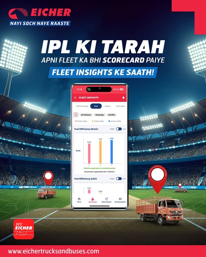 Don t just watch the game, master yours With My Eicher s Fleet Insights, track your fleet performance just like your favourite IPL team s scores. Download now https bit Don t just watch the game, master yours With My Eicher s Fleet Insights, track your fleet performance just like your favour...