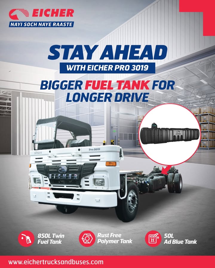 The Eicher Pro 3019 is engineered to keep you in the lead With its focus on extended driving range, you can drive longer without frequent stops. Experience efficiency and reliability on every route Know more https shorturl The Eicher Pro 3019 is engineered to keep you in the lead With its focus on extended driving range, you can drive longer w...