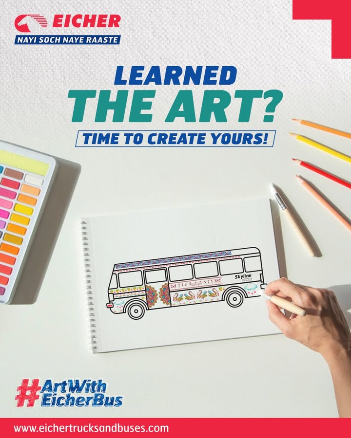 Art Time Calling all young artists Transform our Eicher School Bus into a masterpiece Choose your favorite art style Mandala, Gond, Warli, Madhubani, or create your own unique style Hurry Contest Ends on 30th June Click on t... Art Time Calling all young artists Transform our Eicher School Bus into a masterpiece Choose your favorite a...
